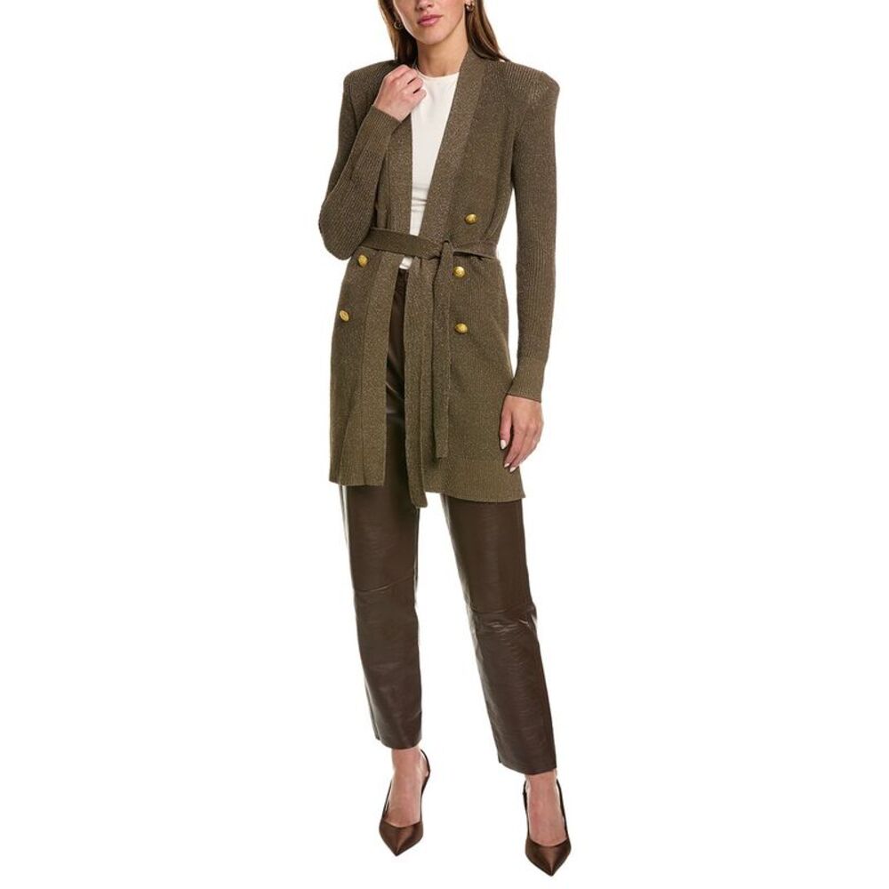 L’Agence Womens  Noe Double Breasted Cardigan, Brown